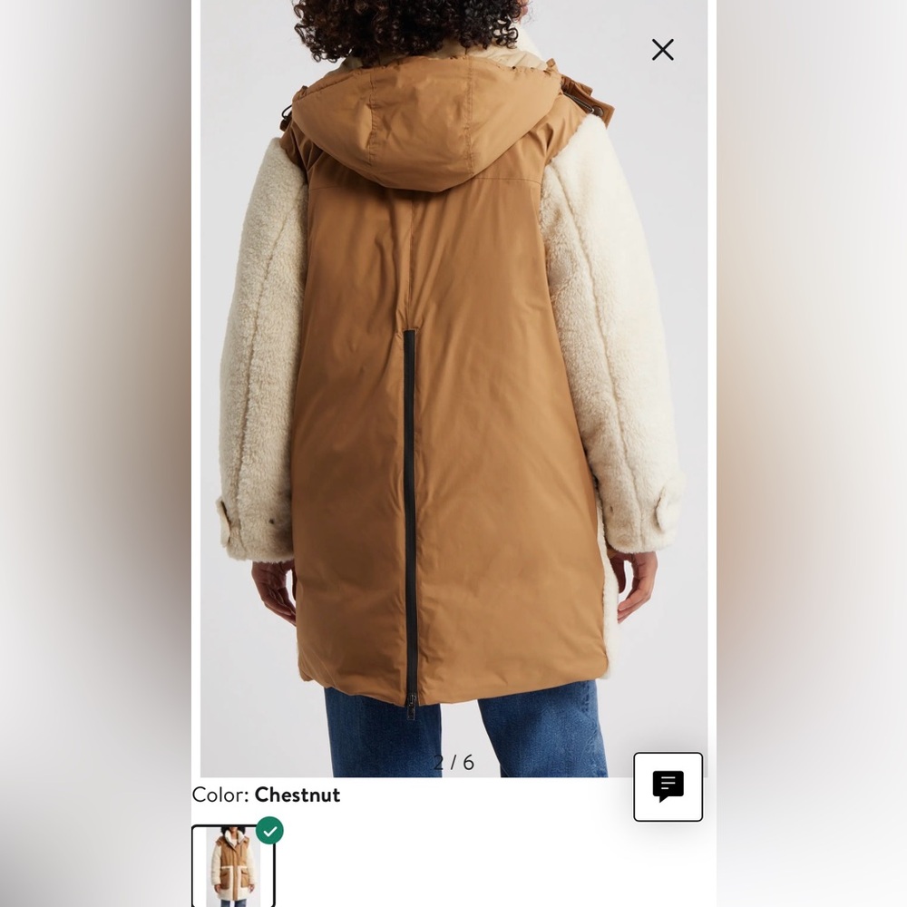 UGG Women’s “Kaysin Fleece Trim Down Parka” in Chestnut - Picture 3 of 11